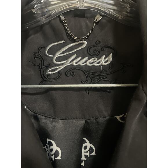 GUESS Black Mid Length Jacket Size Small Button Pockets Stylish - Picture 2 of 9